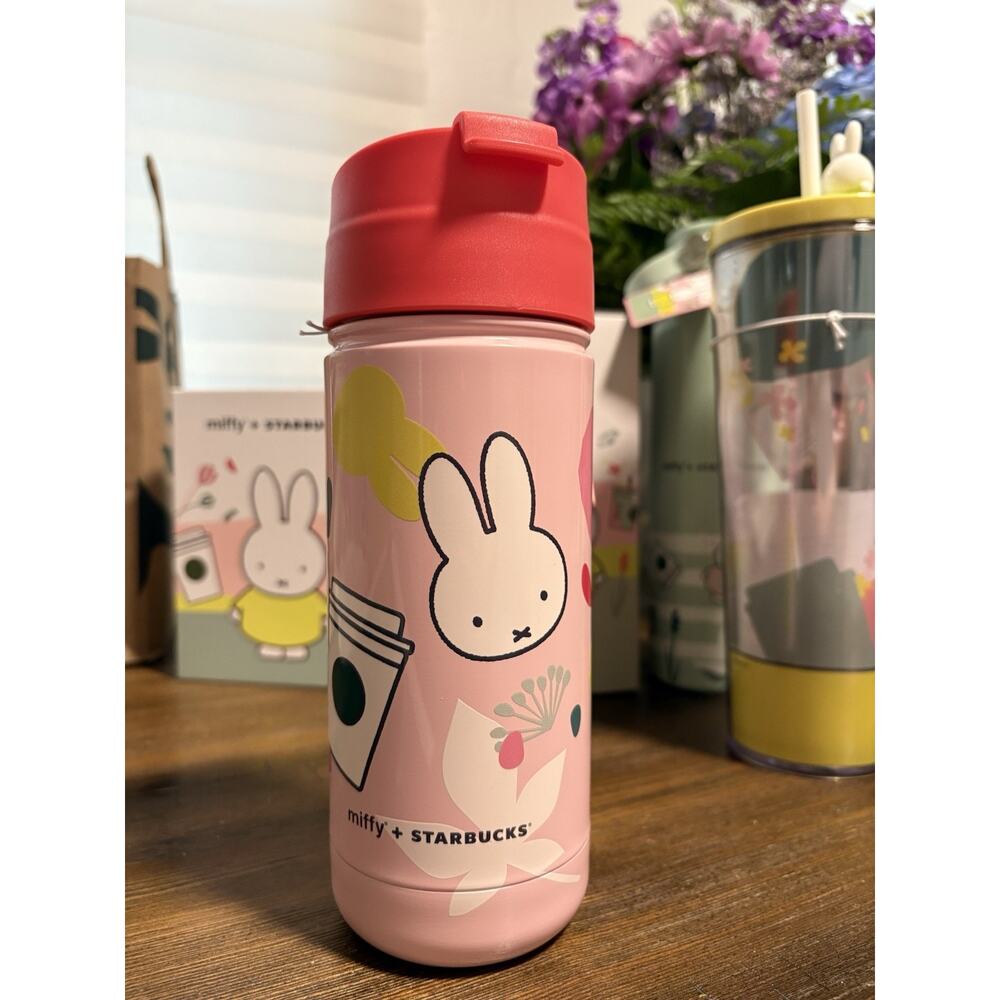 STARBUCKS x MIFFY 18oz Stainless Steel Thermal Tumbler W/Flip Top Lid Pink NEW